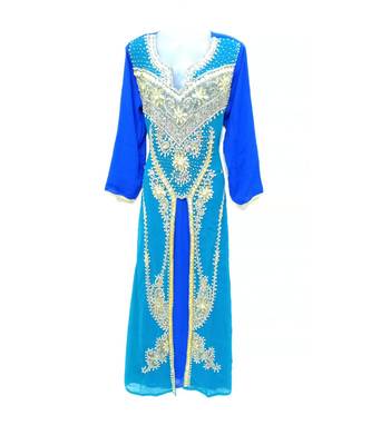 MIX COLOR Embroidered georgette Islamic Arabic PartyWear KAFTAN 1
