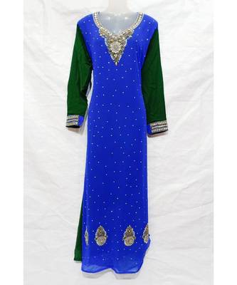 MIX COLOR Embroidered georgette Islamic Arabic PartyWear KAFTAN 1