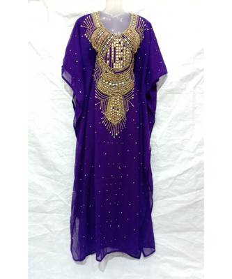 PURPLE Georgette Embroidered Zari Work Islamic FARASHA 1