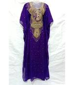 PURPLE Georgette Embroidered Zari Work Islamic FARASHA