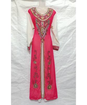 Mix Color Embroidered Georgette Islamic Arabic Partywear Kaftan 1