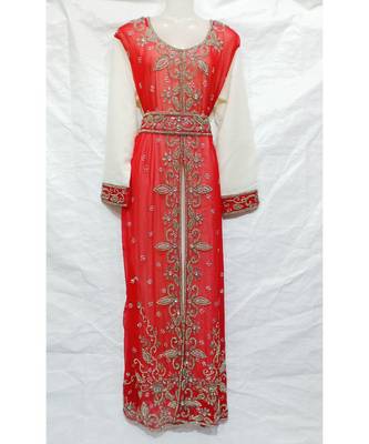 Mix Color Embroidered Georgette Islamic Arabic Partywear Kaftan 1