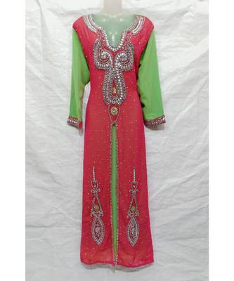 MIX COLOR Embroidered georgette Islamic Arabic PartyWear KAFTAN 1