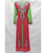 MIX COLOR Embroidered georgette Islamic Arabic PartyWear KAFTAN
