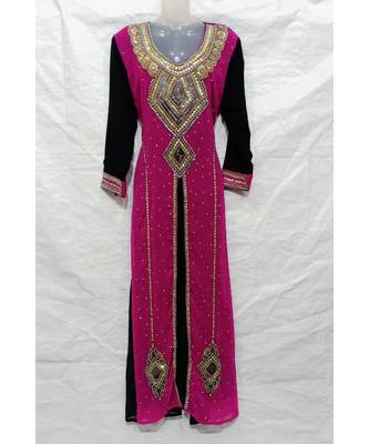 MIX COLOR Embroidered georgette Islamic Arabic PartyWear KAFTAN 1
