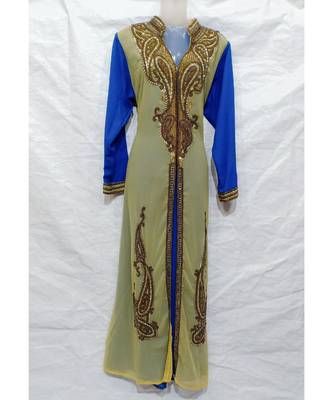 Mix Color Embroidered Georgette Islamic Arabic Partywear Kaftan 1