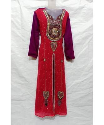 Mix Color Embroidered Georgette Islamic Arabic Partywear Kaftan 1