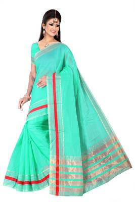 Blue woven super net saree with blouse 1