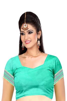 Blue woven super net saree with blouse 4