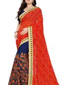 Red Embroidered Georgette Saree With Blouse