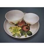 Flower Print Plate Cum Platter with Bowls