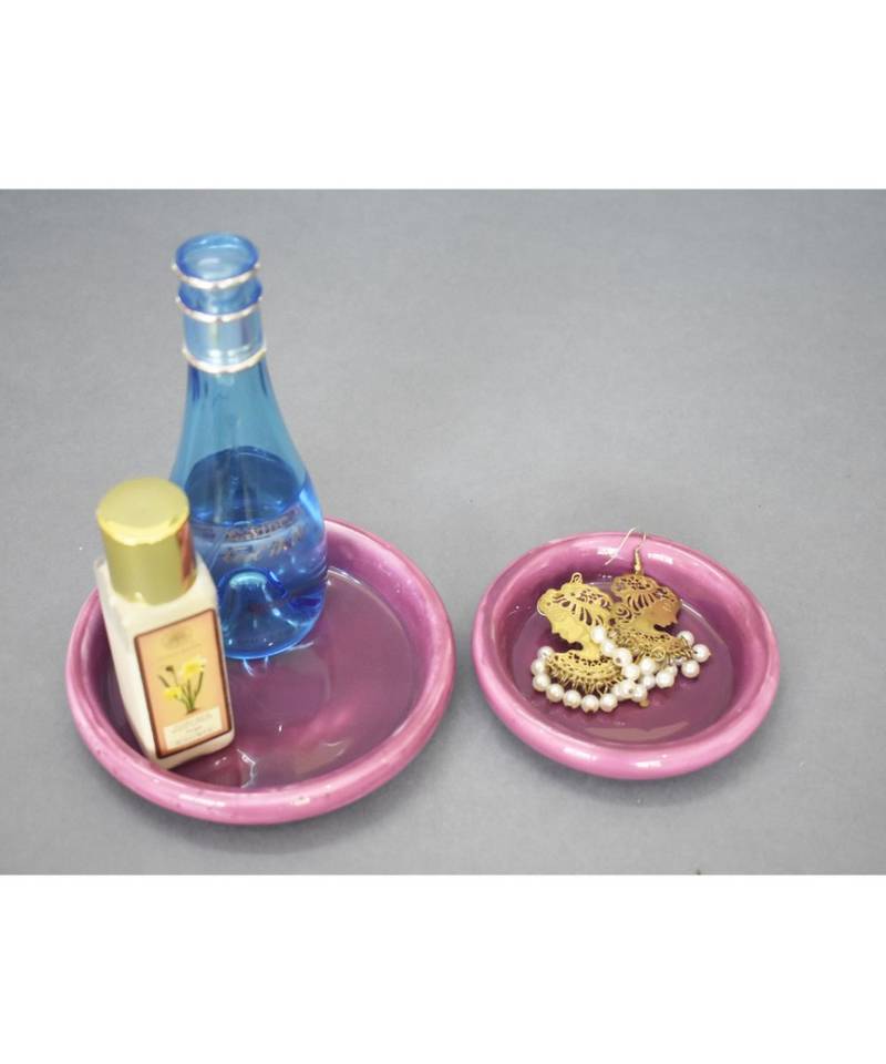 Burgundy Snack and Trinket Plate Set