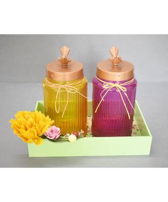 Wooden Tray with Glass Jars 1