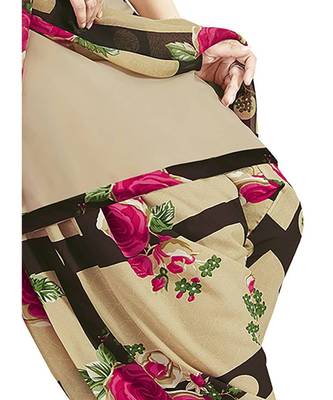 Beige Floral Print Synthetic Unstitched Salwar With Dupatta 4