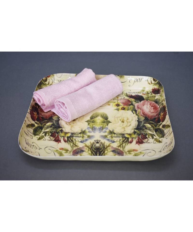 Floral Square Platter cum Tray