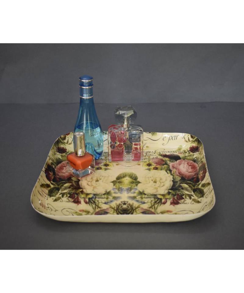 Floral Square Platter cum Tray