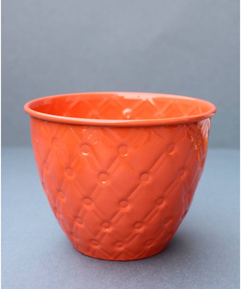 Orange Metal Embossed Planter