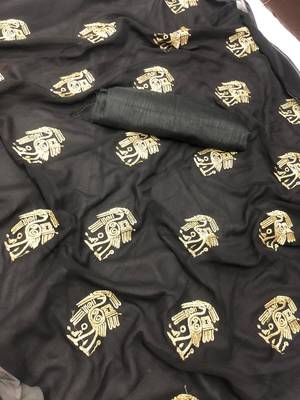 Black embroidered georgette saree with blouse 1