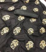Black embroidered georgette saree with blouse