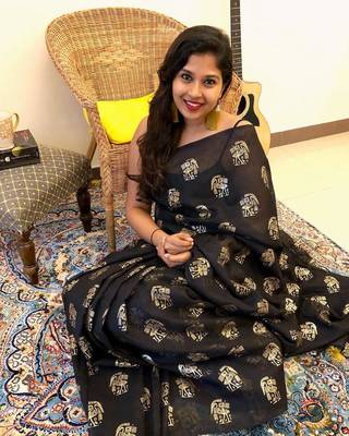 Black embroidered georgette saree with blouse 2