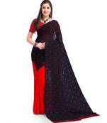 Black Printed Georgette Saree With Blouse