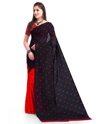 Black Printed Georgette Saree With Blouse 2