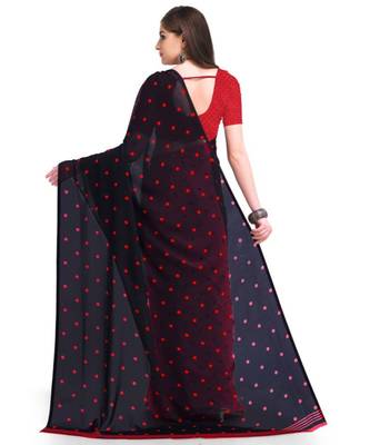 Black Printed Georgette Saree With Blouse 3