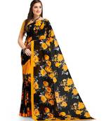 Black Printed Georgette Saree With Blouse