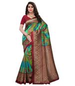 Multicolor Printed Art Silk Saree With Blouse