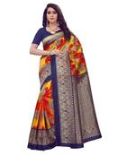 Multicolor Printed Art Silk Saree With Blouse