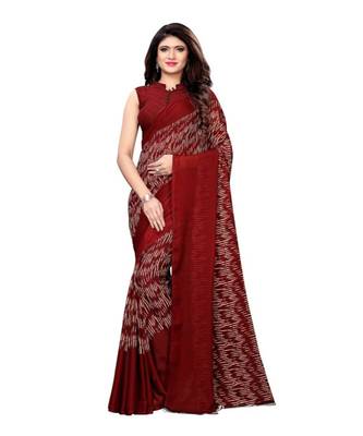 Maroon Printed Georgette Saree With Blouse 1