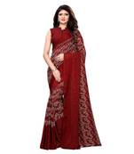 Maroon Printed Georgette Saree With Blouse