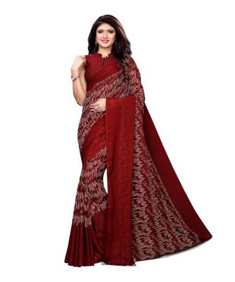 Maroon Printed Georgette Saree With Blouse 2