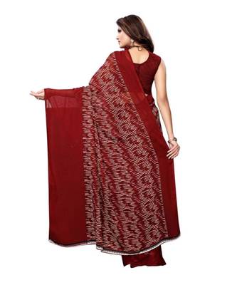 Maroon Printed Georgette Saree With Blouse 3