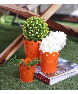 Color Palatte Orange Heart Planter Set 1
