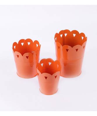 Color Palatte Orange Heart Planter Set 2