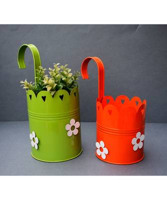 Color Palatte Hanging Planter - Green and Orange 1