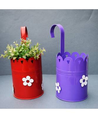 Color Palatte Hanging Planter - Red and Purple 1