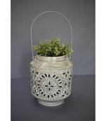 Grey Cutwork Planter with Handle