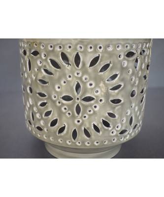 Grey Cutwork Planter with Handle 4