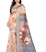 Multicolor Printed Tussar Silk Saree With Blouse