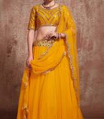 Soothing Mustard Yellow Party Wear Embroidered lehenga