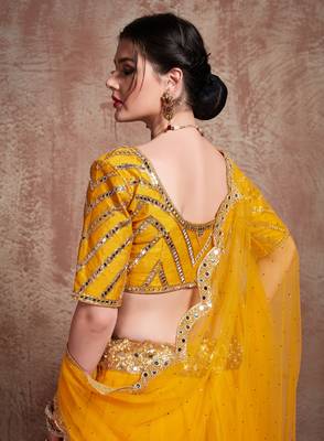 Soothing Mustard Yellow Party Wear Embroidered lehenga 3