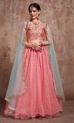 Glamorous Pink Party Wear Embroidered Lehenga Choli With Dupatta 1