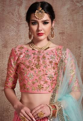 Glamorous Pink Party Wear Embroidered Lehenga Choli With Dupatta 3