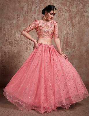 Glamorous Pink Party Wear Embroidered Lehenga Choli With Dupatta 4