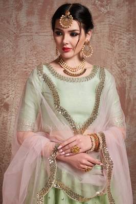 Lively Pista Green Party Wear Embroidered Lehenga Choli With Dupatta 3