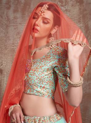 Exquisite Blue Party Wear Sequins Embroidered Net Fabric Lehenga Choli 3