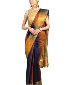 Orange woven art silk saree with blouse