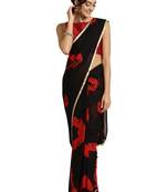 Black Printed georgette saree with blouse